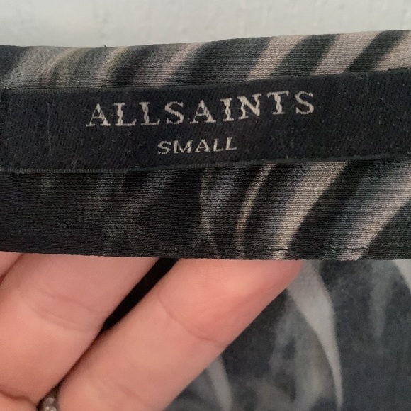 All Saints Rae Neluwa Silk Palm Tree Tropical Dress Black green Size Small mini - Picture 8 of 10